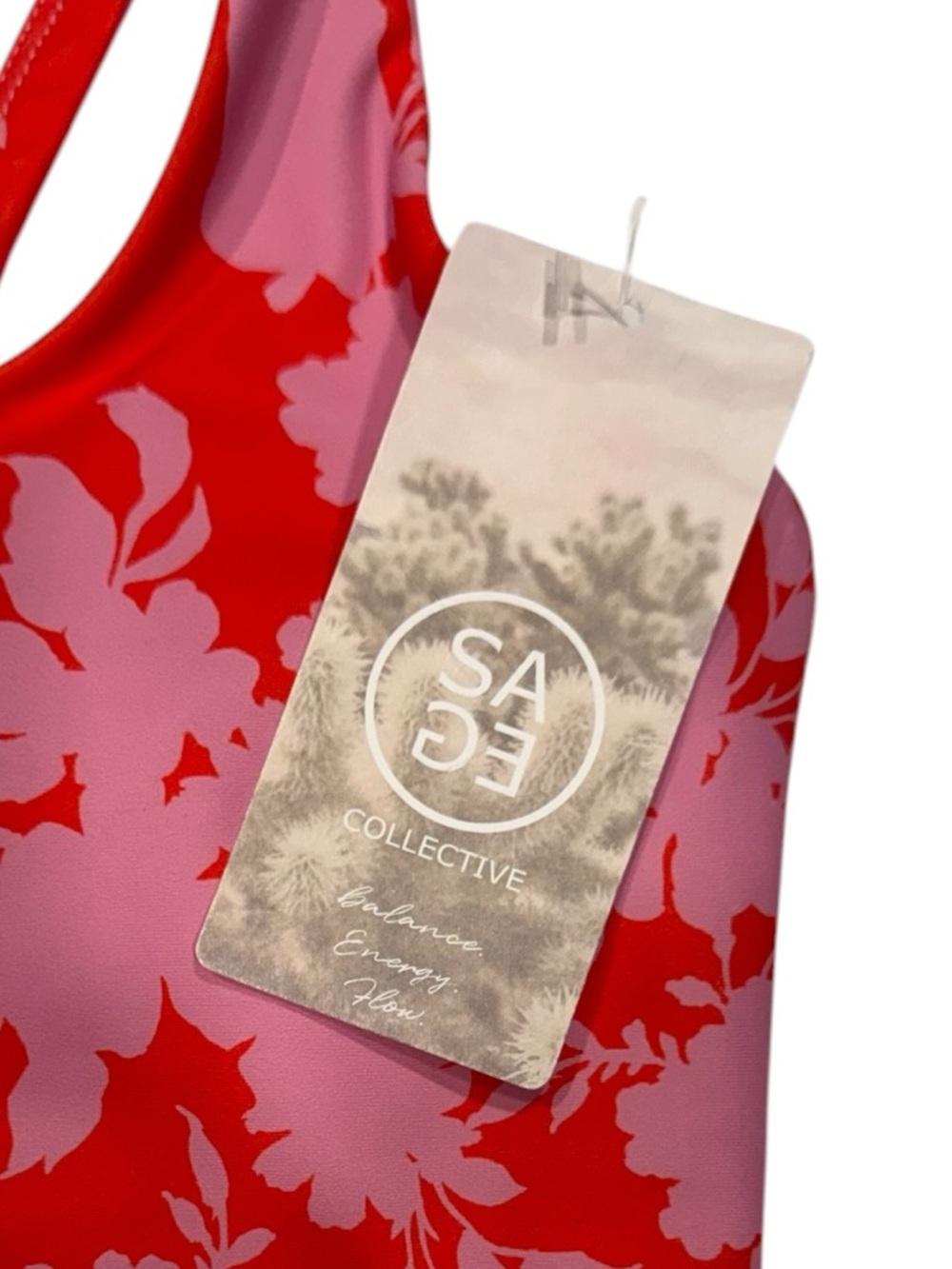 SAGE COLLECTIVE Vibrant Hothouse Floral Lava Red Pink Sports Bra Crop NWT XS - Picture 5 of 10